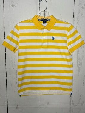 U.S. Polo Assn. Yellow & White Striped Polo Shirt